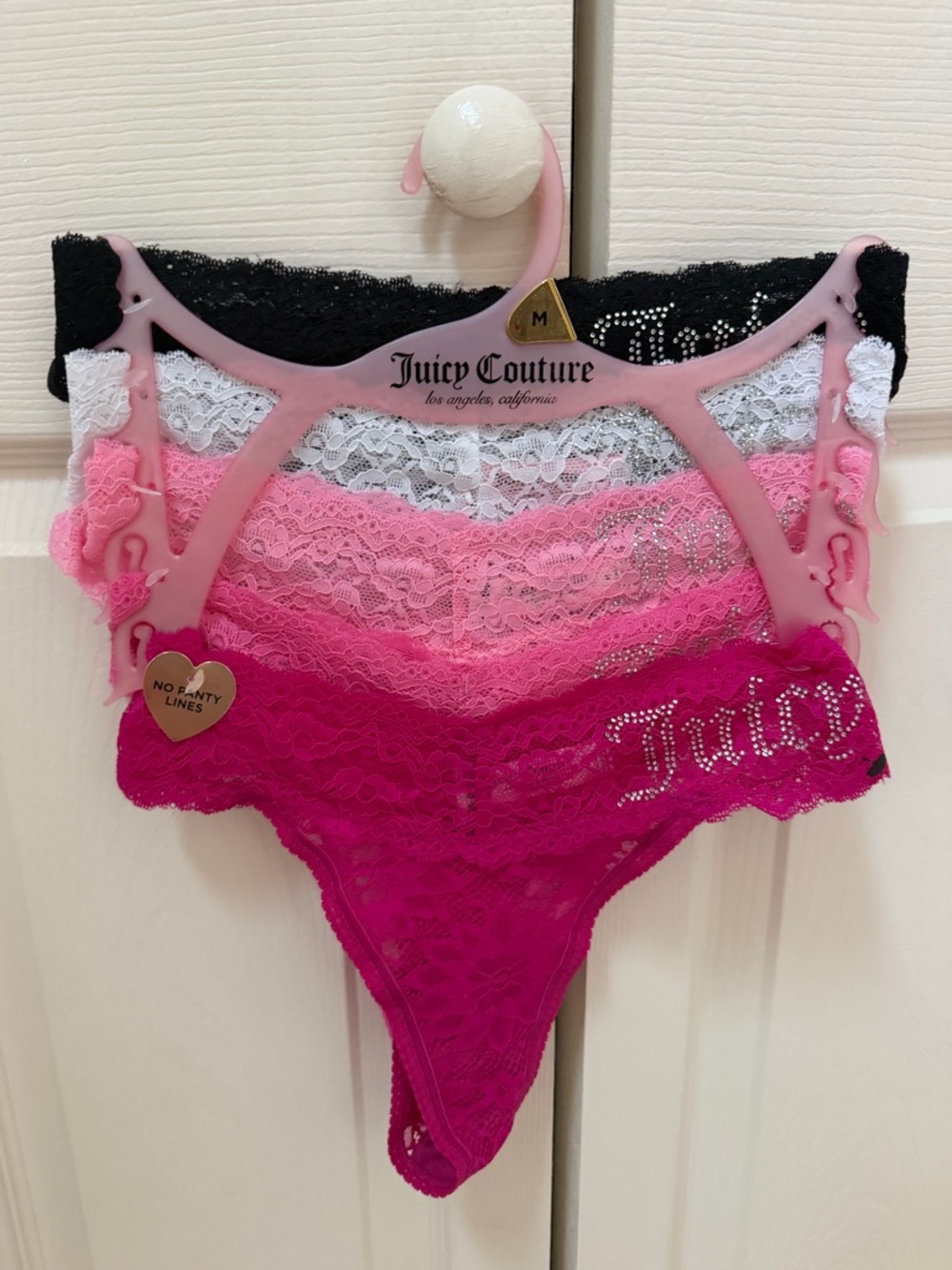 NWT - Juicy Couture 5 piece Women's Lace Thong Set - Size Medium